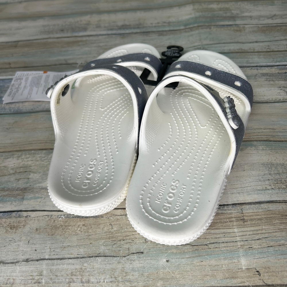 CROCS White Silver Glitter Double Strap Sandals - Picture 5 of 6